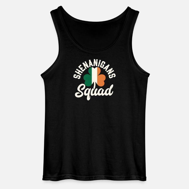Irish Shenanigans Squad Shamrock Design - Gildan Men’s Tank Top - black