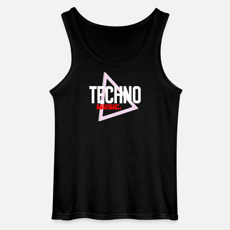 Techno Neon Triangle Pulse - Gildan Men’s Tank Top - black