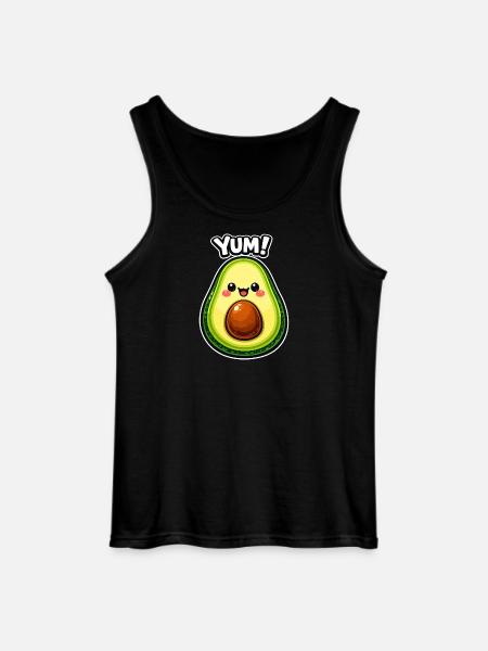 Kawaii Avocado YUM Motif - Gildan Men’s Tank Top - black