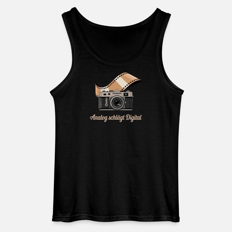  Analog schlägt Digital Retro Kamera - Gildan Männer Tank Top - Schwarz