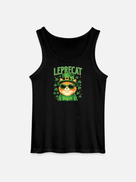 Leprecat St Patrick’s Irish Lucky Cat - Débardeur Gildan Homme - noir