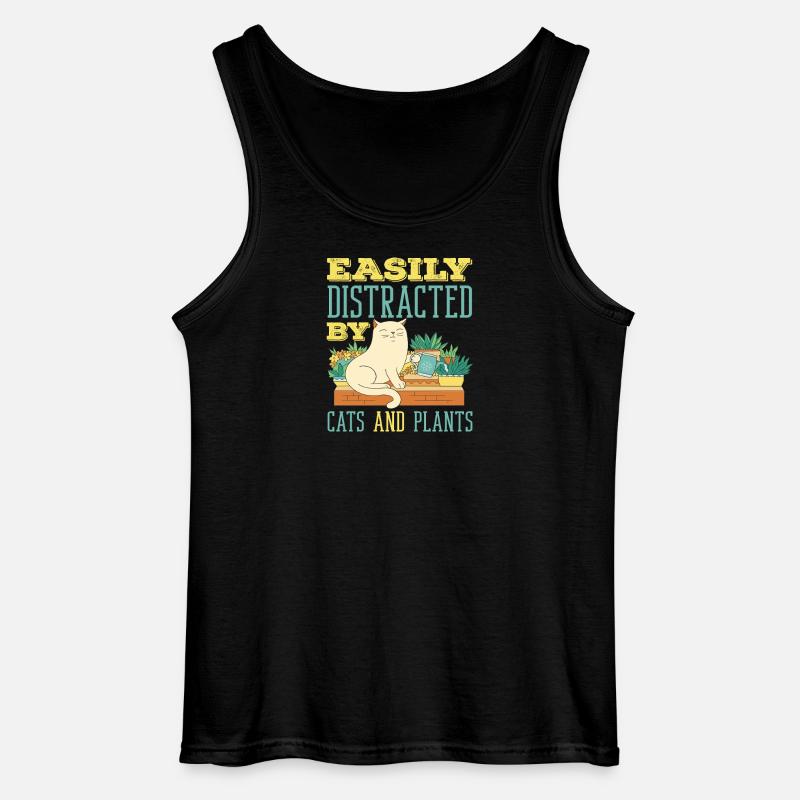 Facilmente distratto da gatti e piante - Canotta da uomo Gildan - nero