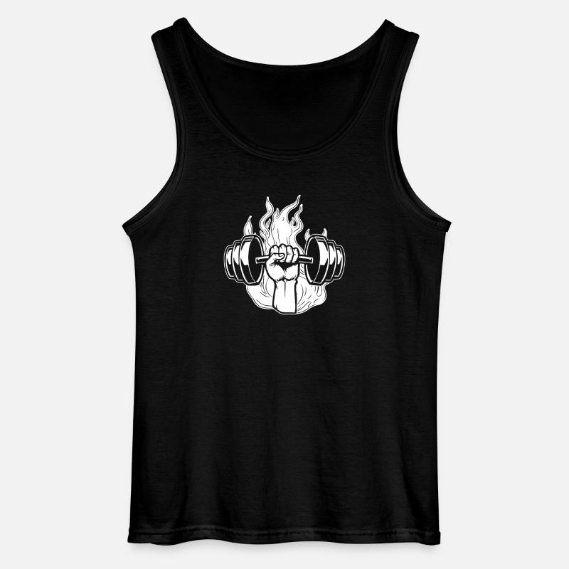 Powerlifting Bodybuilder Fire Dumbbell - Gildan Männer Tank Top - Schwarz