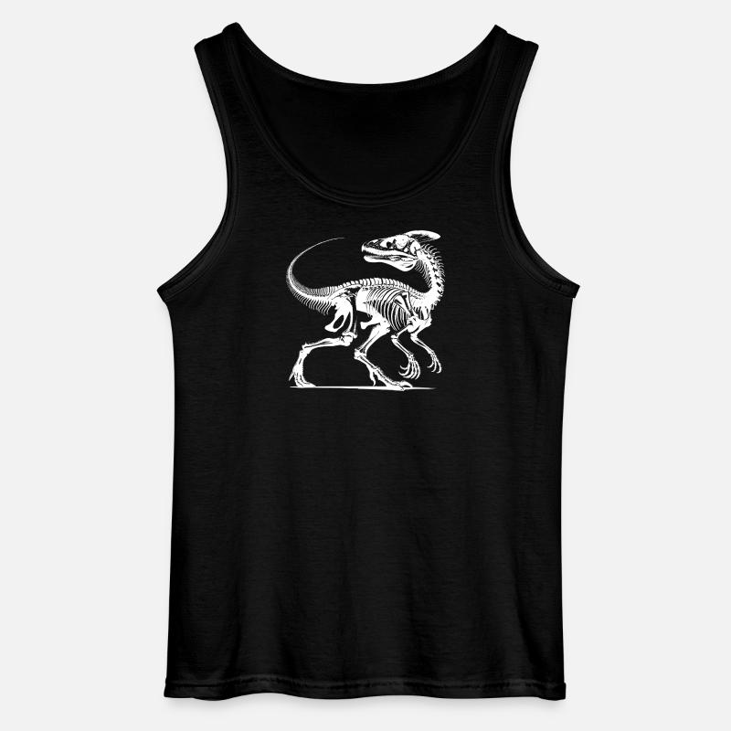 Dinosaur Raptor with Backbone Bones - Gildan Men’s Tank Top - black