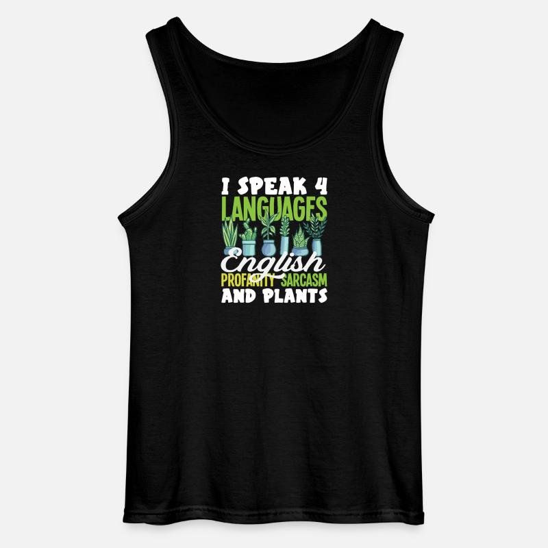 Sprich 4 Sprachen Englisch Sarkasmus - Gildan Männer Tank Top - Schwarz