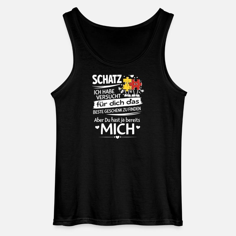 Schatz Geschenk Spruch Puzzleherz - Gildan Männer Tank Top - Schwarz