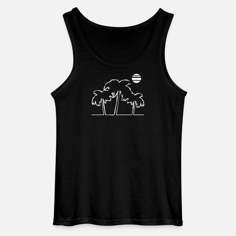 Tropical palm trees in sunset - Gildan Men’s Tank Top - black