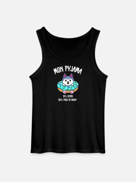 Funny Husky Dog Pajamas - Gildan Men’s Tank Top - black