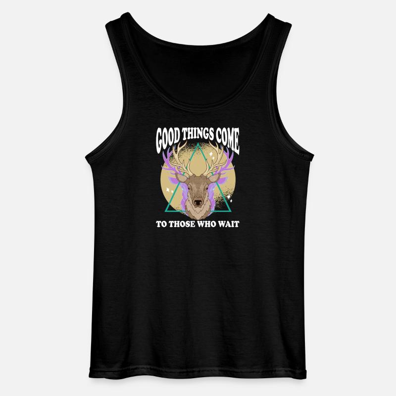 Hirschkopf Dreiecks-Glow mit Text - Gildan Männer Tank Top - Schwarz