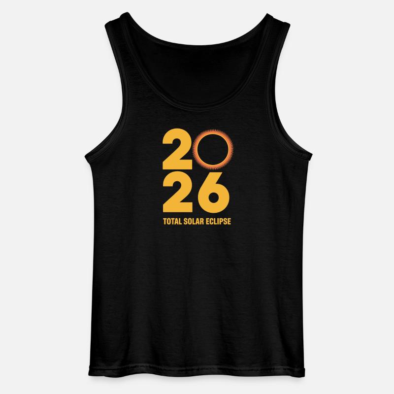 2026 Total Solar Eclipse Path Retro - Gildan Men’s Tank Top - black