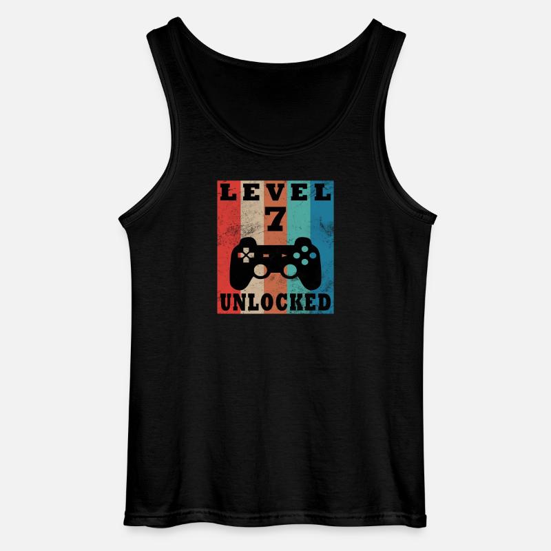 Level 7 Unlocked Retro Controller - Gildan Men’s Tank Top - black