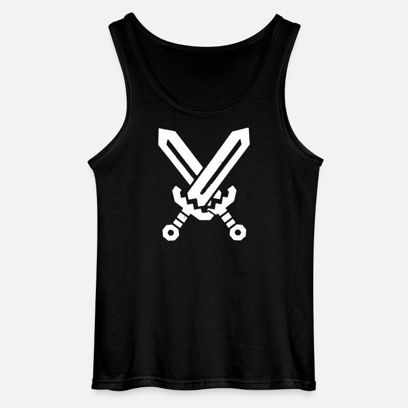 Pixel Schwerter 8-Bit Retro - Gildan Männer Tank Top - Schwarz