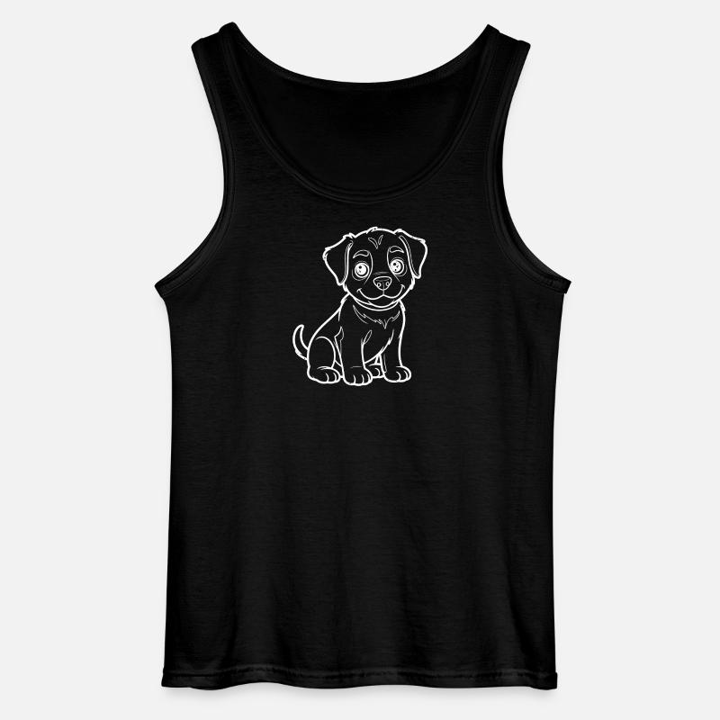 Fröhlicher Welpen-Umriss - Gildan Männer Tank Top - Schwarz