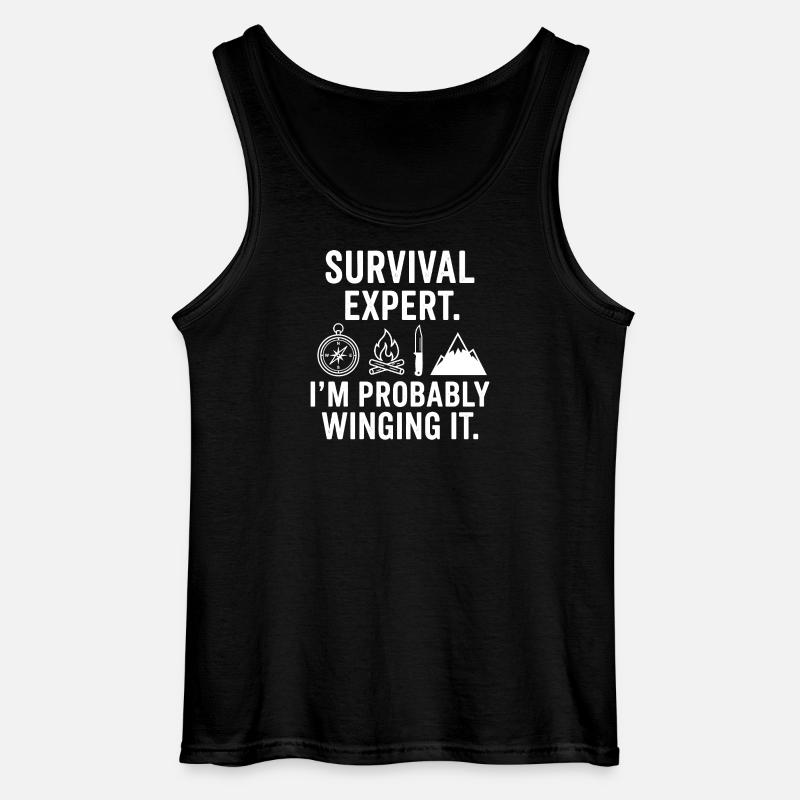 Survival Experte – Wahrscheinlich Improvisiert - Gildan Männer Tank Top - Schwarz
