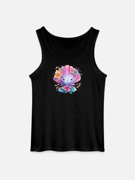 Flower mussel with cheerful flowers - Gildan Men’s Tank Top - black
