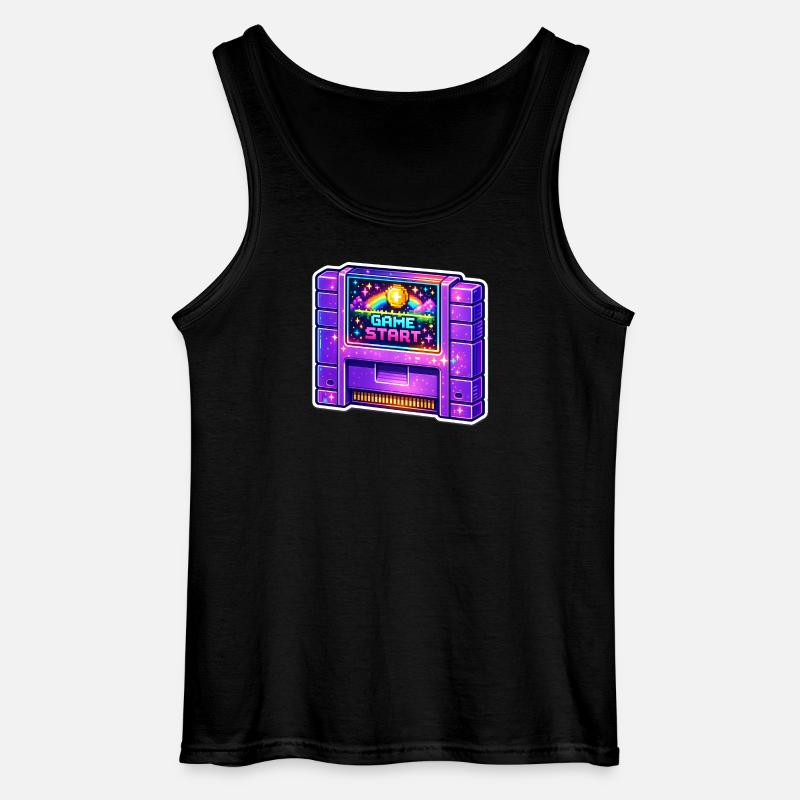 Retro Arcade Start Neon - Gildan Men’s Tank Top - black