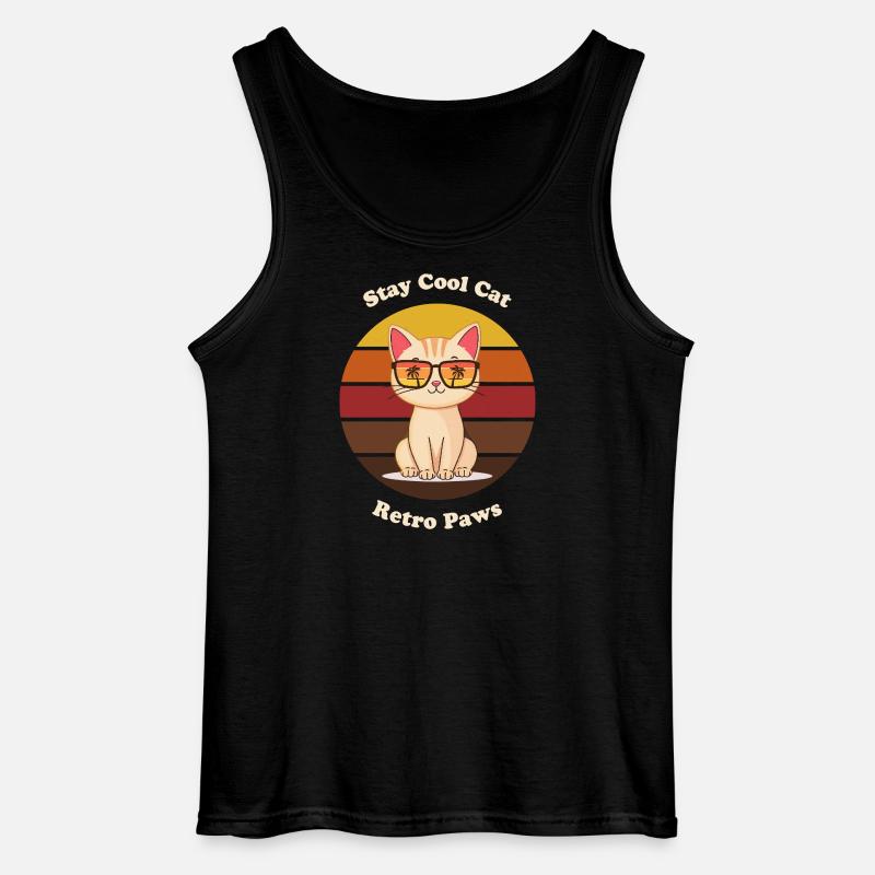 Retro Cool Cat - Gildan Männer Tank Top - Schwarz