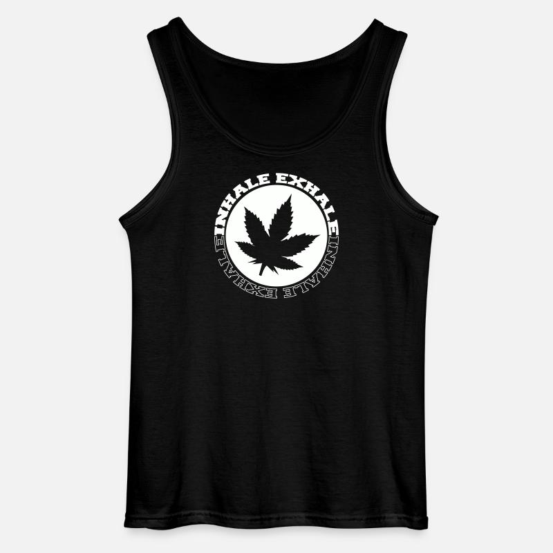Cannabis Leaf Round Logo - Gildan Men’s Tank Top - black