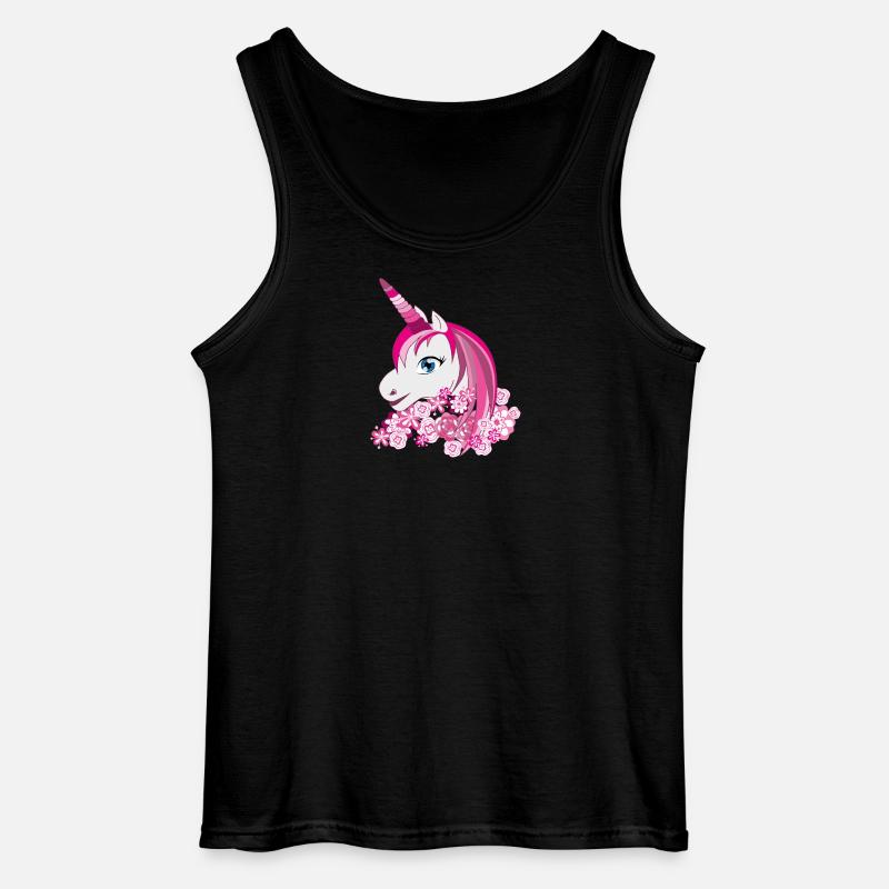 Pinkes Einhorn mit Blütenkrone - Gildan Männer Tank Top - Schwarz