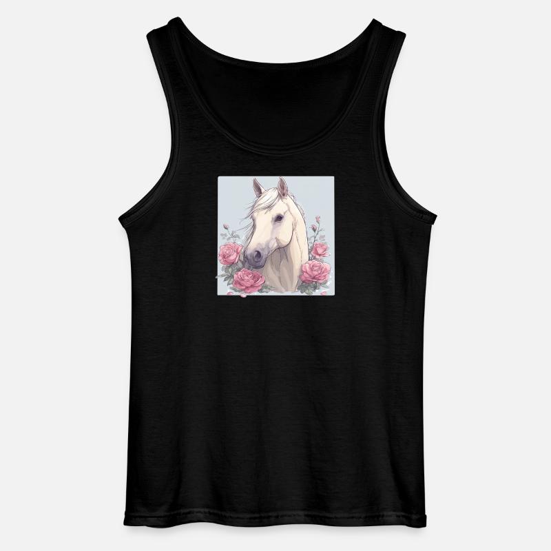 Pferd mit Blumen - Gildan Männer Tank Top - Schwarz
