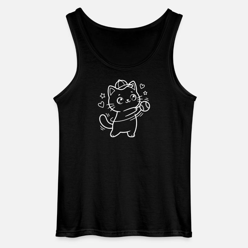 Giocatore di baseball dei Kawaii Cat - Canotta da uomo Gildan - nero