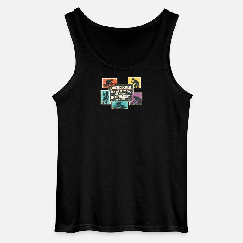 Dachdecker Spruch Retro Collage - Gildan Männer Tank Top - Schwarz