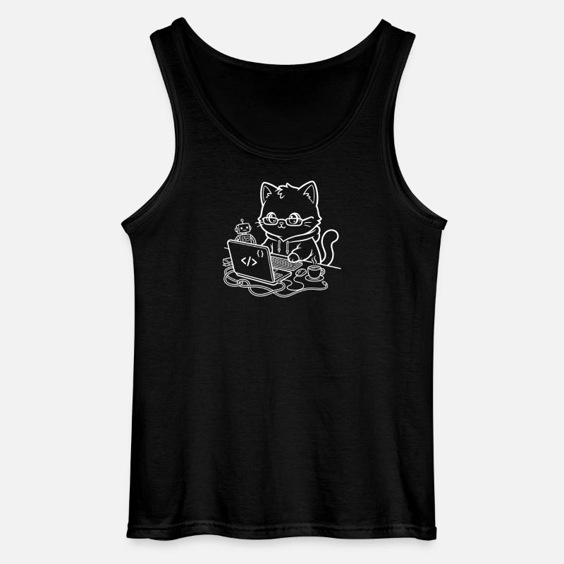 Coder Kawaii Katze Programmierer - Gildan Männer Tank Top - Schwarz