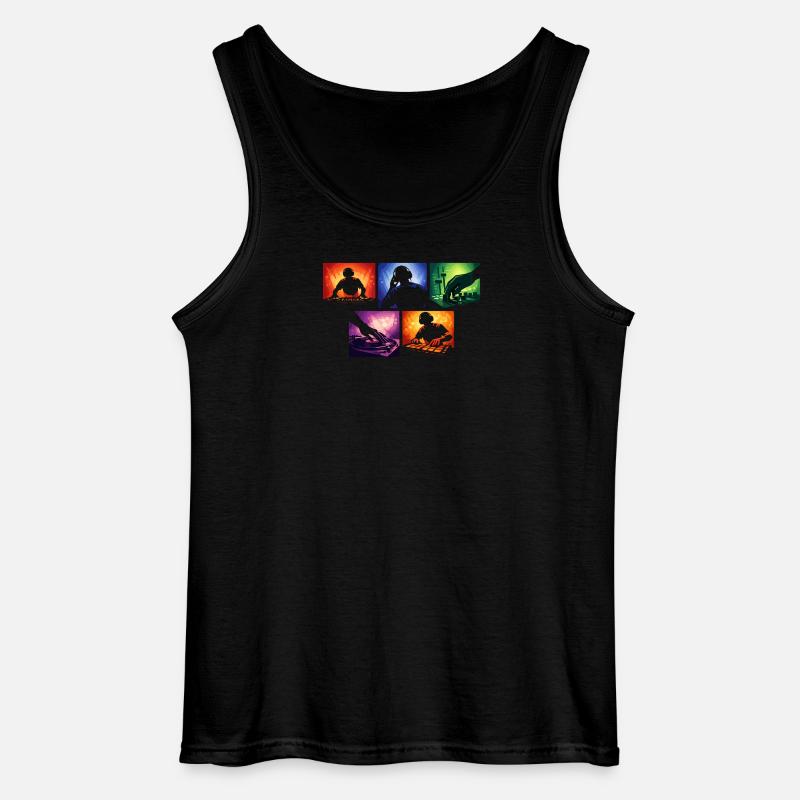 Schallwellen DJ-Set Farbexplosion - Gildan Männer Tank Top - Schwarz