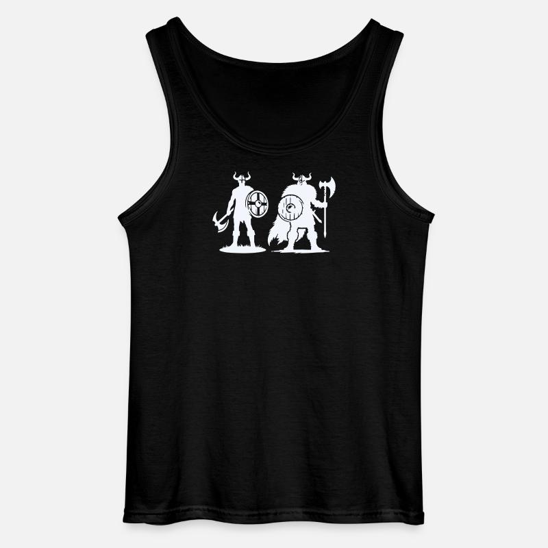 Wikinger-Duo: Schild & Beil im Schatten - Gildan Männer Tank Top - Schwarz