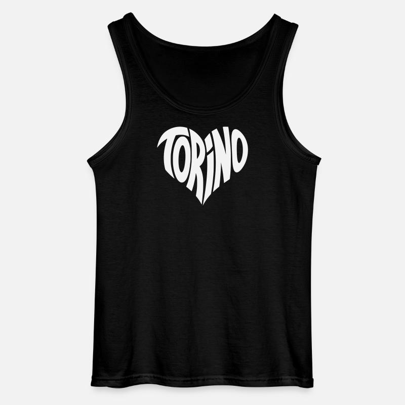 Turin, Torino Heart Design - Gildan Men’s Tank Top - black