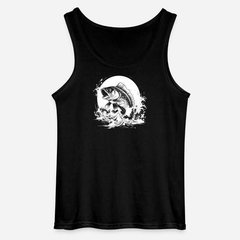 Fischerei Zeichnung - Gildan Männer Tank Top - Schwarz