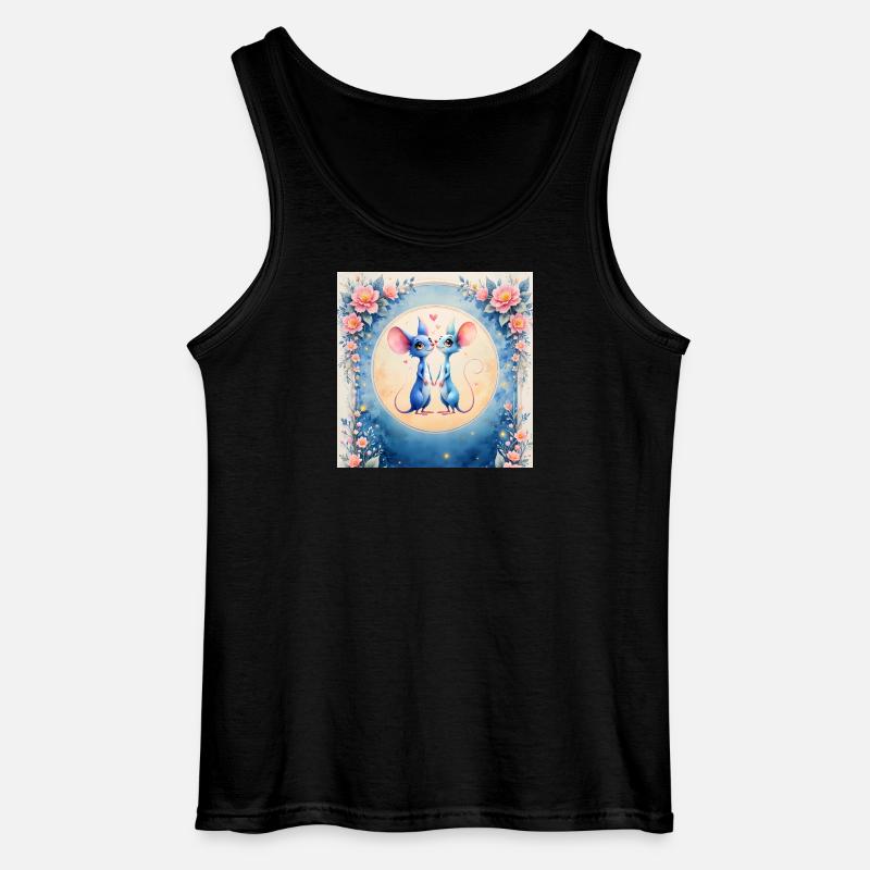 Blaue Mäuse verliebt - Gildan Männer Tank Top - Schwarz