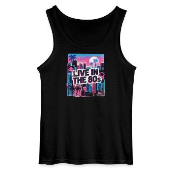 80s Retro Vintage Party - Gildan Men’s Tank Top - black - Front - AI Model Male 185 dark (185cm)