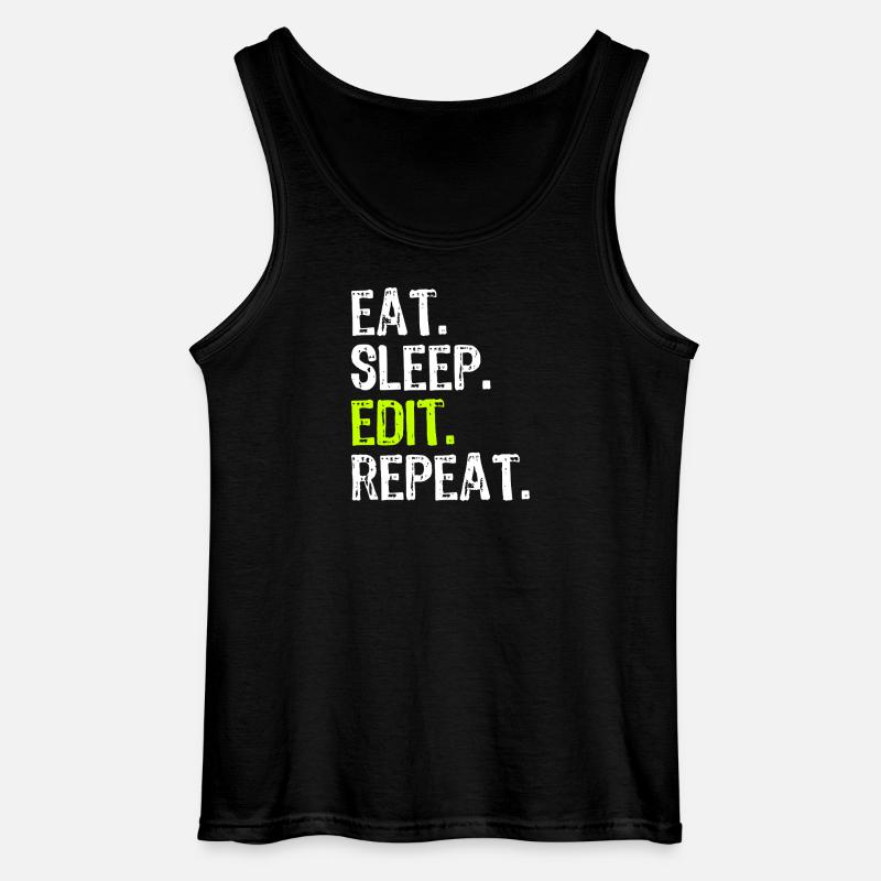 Eat Sleep Edit Repeat - Gildan Men’s Tank Top - black
