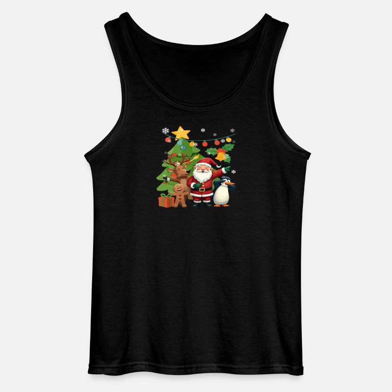 Dabbing af julemanden, rensdyr, pingvinbørn - Gildan tanktop til mænd - sort