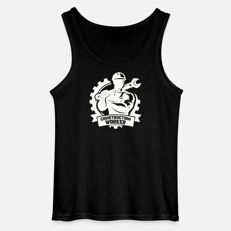 Starker Bauarbeiter mit Zahnrädern - Gildan Männer Tank Top - Schwarz