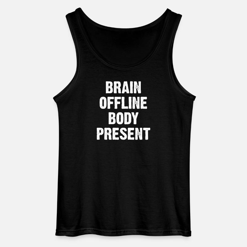 Hjerne offline krop til stede - Gildan tanktop til mænd - sort