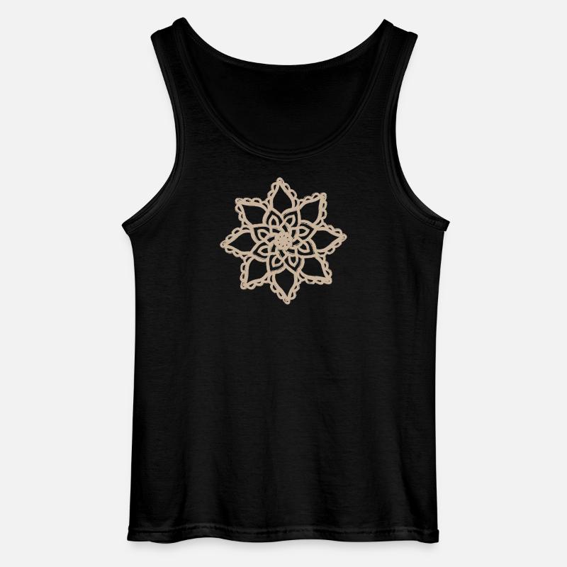 Beige-Mandala-Blumenspitze - Gildan Männer Tank Top - Schwarz
