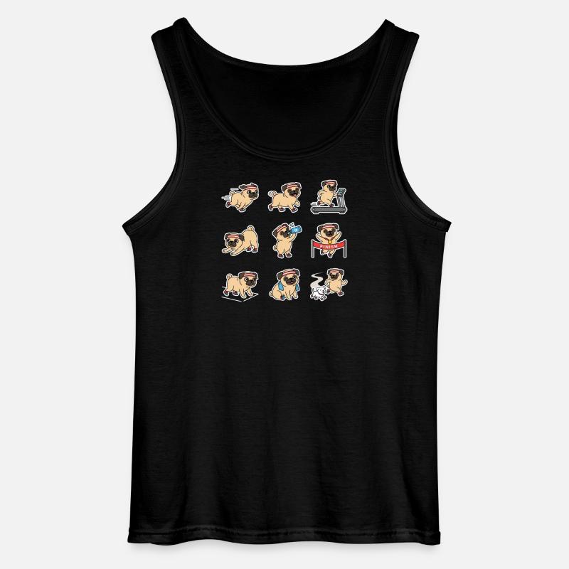 Lustiger Mops Joggen Marathon Laeufer - Gildan Männer Tank Top - Schwarz
