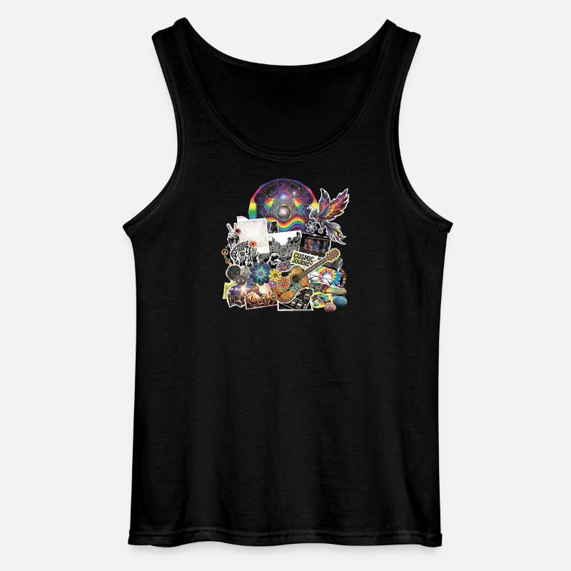 Psychedelic Rock Cosmic Space - Gildan Men’s Tank Top - black