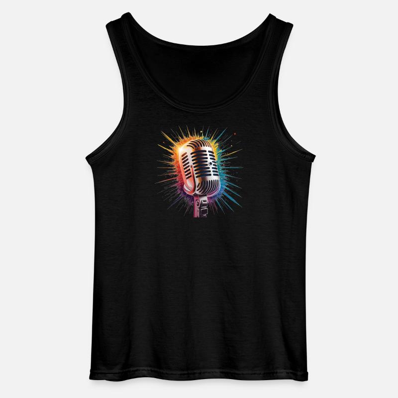 Mikrofon-Kunstdruck - Gildan Männer Tank Top - Schwarz