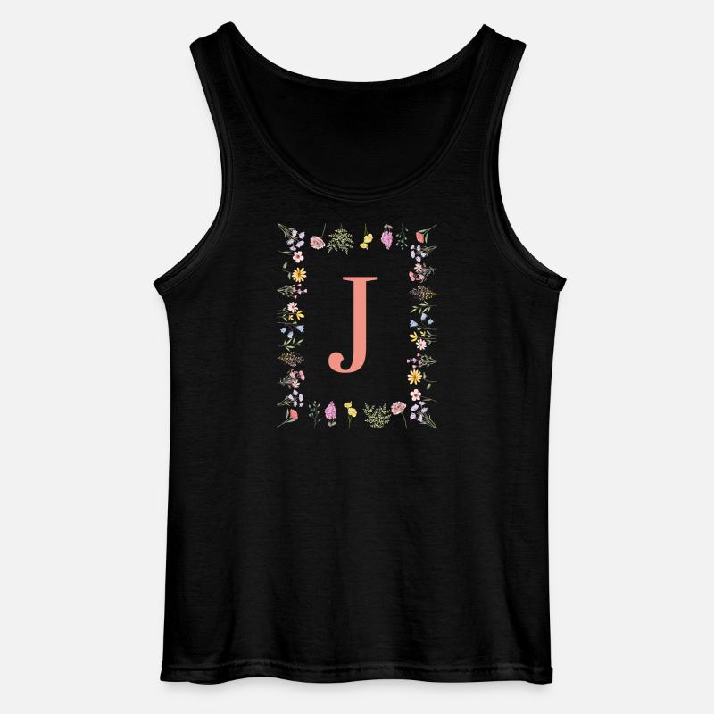 Florale Initialen "J ", Buchstaben Monogramm  - Gildan Männer Tank Top - Schwarz