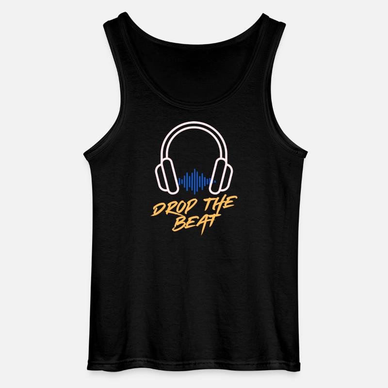 Waveform Drop the Beat Kopfhörer - Gildan Männer Tank Top - Schwarz