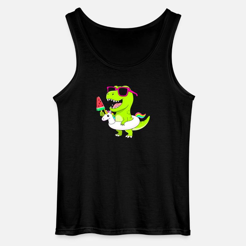 Neon-Dino mit Eis und Einhorn - Gildan Männer Tank Top - Schwarz
