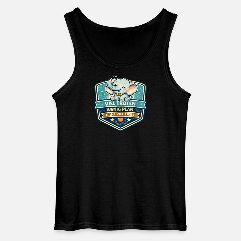 Süßer Elefanten-Patch mit Motto - Gildan Männer Tank Top - Schwarz