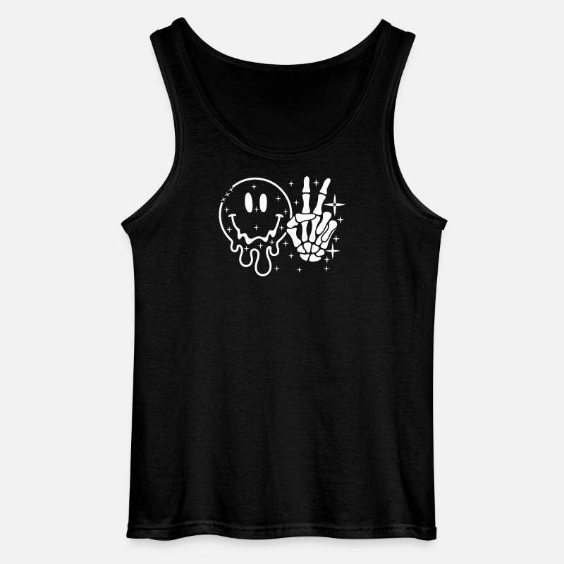 Smiley Skull Peace Hand - Gildan tanktop til mænd - sort