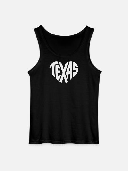 Texas Heart Typography - Gildan Men’s Tank Top - black