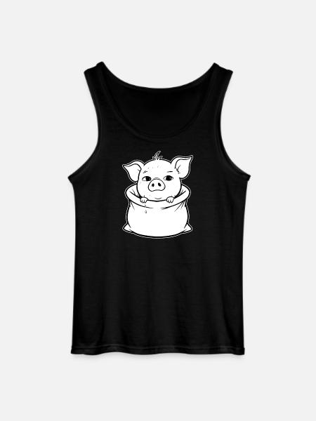 Purring piggy in a sack - Gildan Men’s Tank Top - black