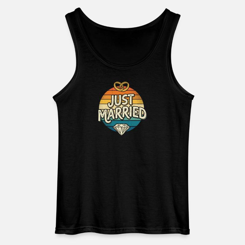 Just Married Retro Regenbogen - Gildan Männer Tank Top - Schwarz