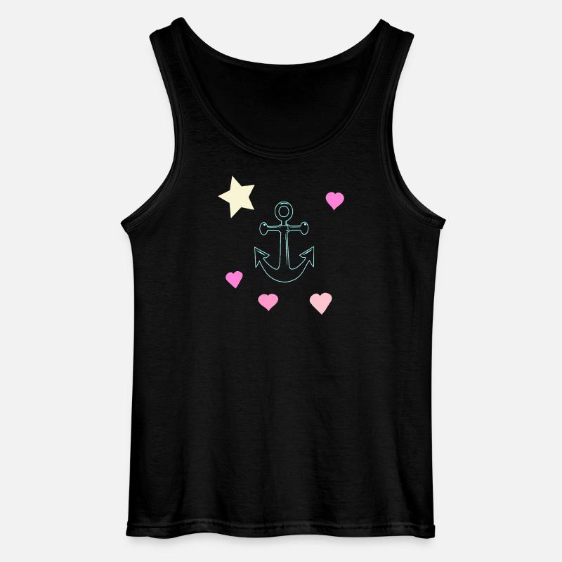Pastello Anchor Doodle con Cuori e Stella - Canotta da uomo Gildan - nero